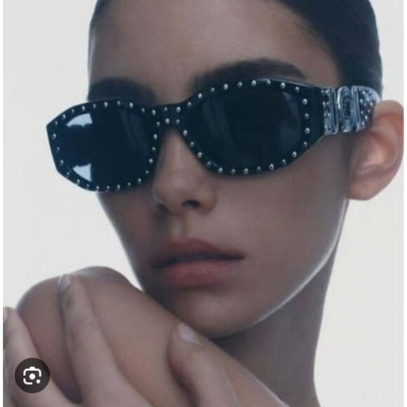 Versace Dark Grey Geometric Unisex Sunglasses